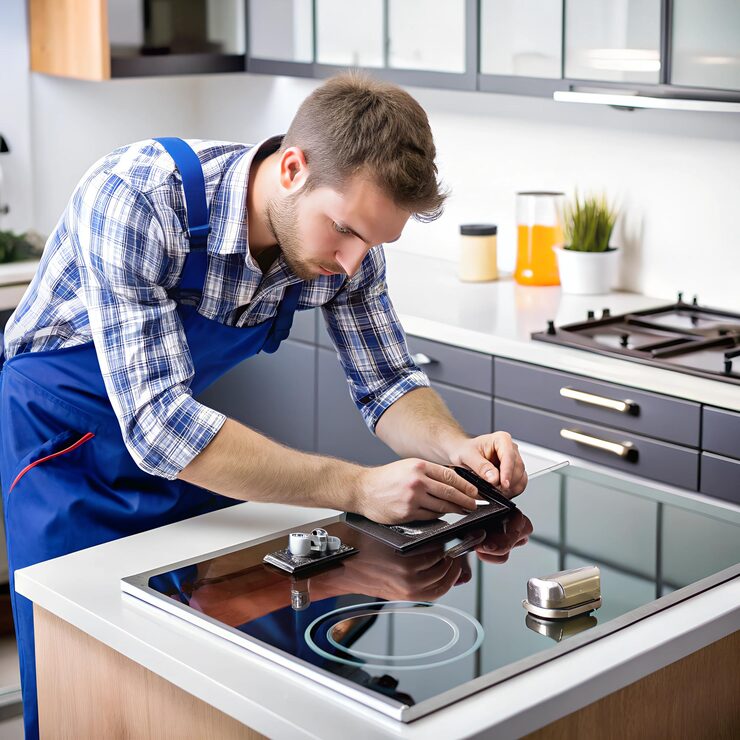 technician repairing cook stove